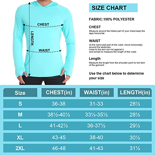 Nine Bull Men's Upf 50+ Sun Shirts Uv Protection Hoodie Rash Guard Athletic Loose Fit Shirt Quick Dry For Safari Travel Fishing Blue Xl #TOP3