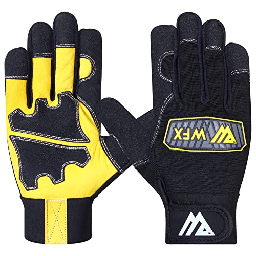 WFX Gants de jardinage en cuir pour homme et femme – Anti-épines avec protection des phalanges – Gants de travail parfaits pour le jardinage, la...