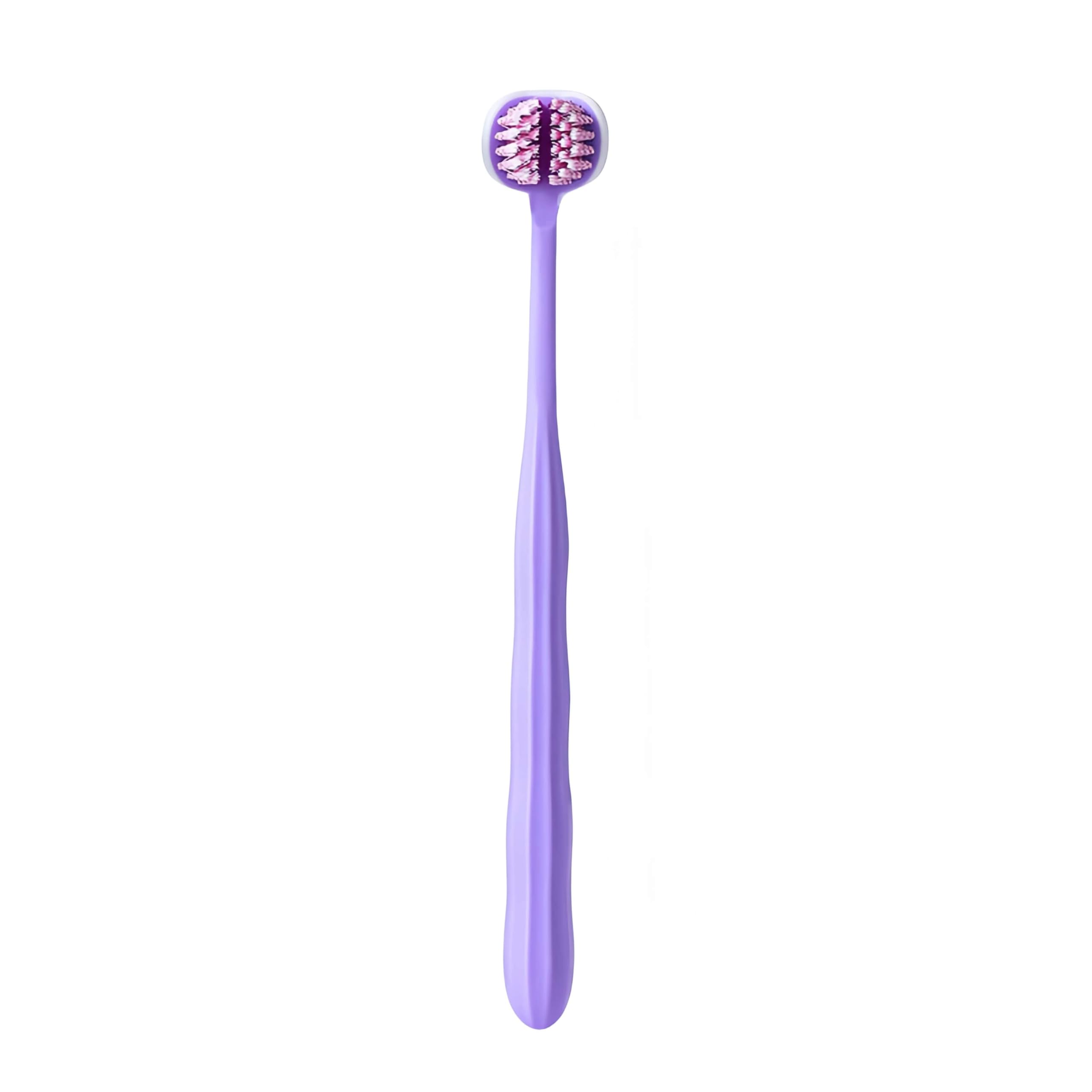 1 spazzolino da denti a tre lati per adulti, con setole morbide, confezione indipendente, con setole a spirale, 3D, stereoscopico, pulizia profonda dei denti orale (viola, 1 pezzo (confezione