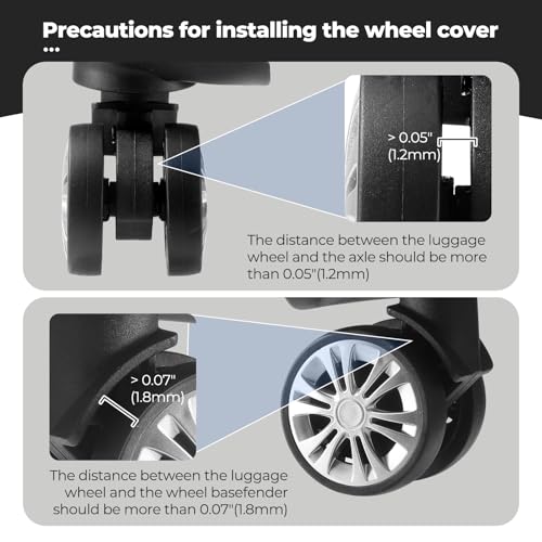 Image of 8Pcs Upgrade Luggage Wheel Covers,Essential Travel Accessories, Black, soft, Silent. Protect Luggage Wheels