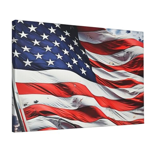 Impressions sur toile HD drapeau USA tableau mural premium chambre 30,5x45,7cm