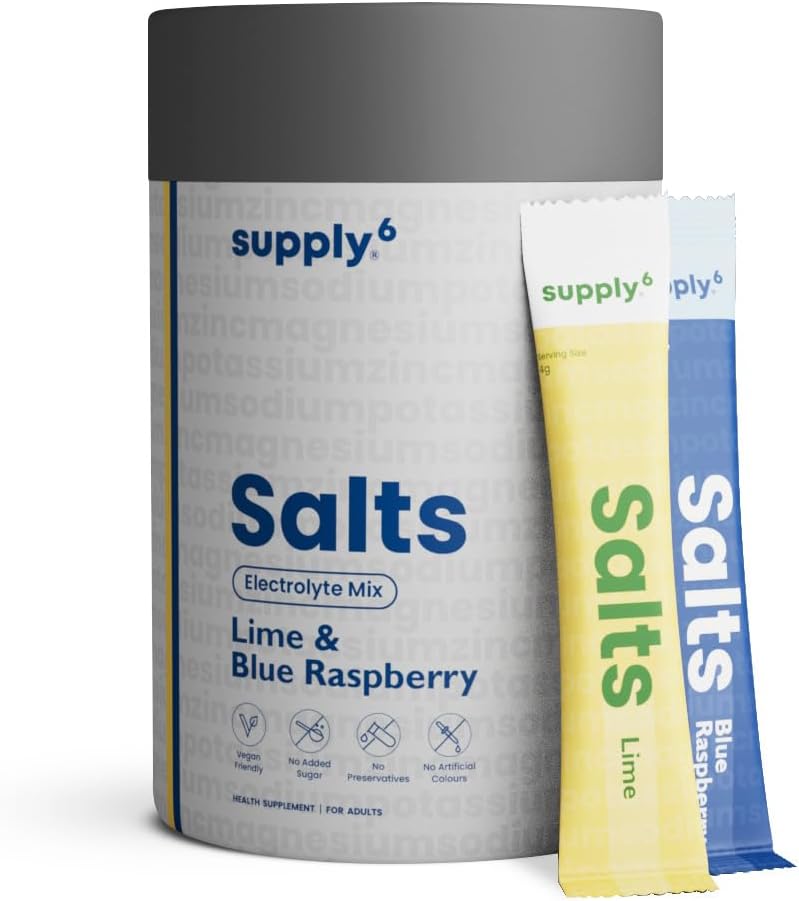 Supply6 Salts | Electrolyte Mix | Zero Added Sugar | Sodium, Potassium, Magnesium, Zinc & Fiber | Keto Friendly, Vegan Friendly, No Preservatives (18 Servings, Mix Variety Pack)
