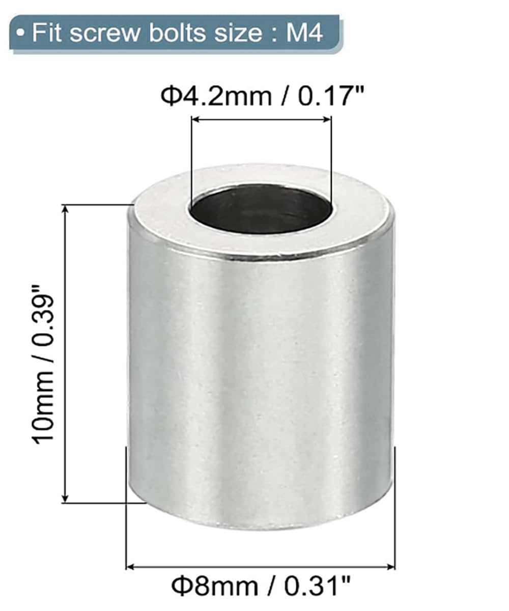TOP-VIGOR 10Pcs M4 Aluminum Spacer, 4.2mm ID x 8mm OD x 10mm Length Metal Spacer - Image 2