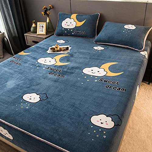 YFGY Spannbettlaken Spannbetttuch Bettlaken 180 * 200cm, Plüsch-elastische Dicke weiche Bettwäsche rutschfest, Luxus-Matratzenbezüge mit tiefer Tasche für Jungen Mädchen Wolke Cover