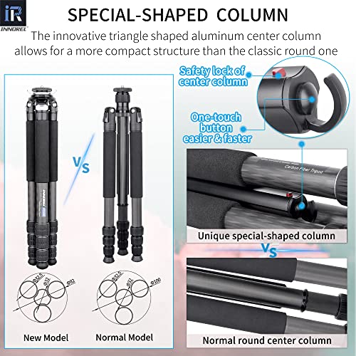 Image of Innorel Carbon Fiber Tripod- Gt324C Professional Compact Tripod For Dslr Camera Heavy Duty Stand With Low Gravity Center Ball Head Special-Shaped Center Column Max Load 55Lbs 25Kg