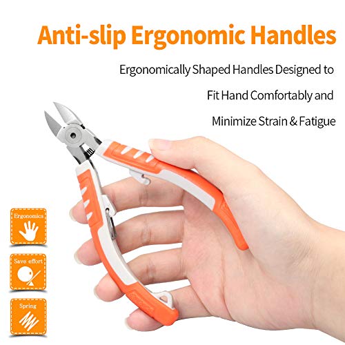Speedwox Precision Diagonal Cutting Pliers 5 Inches Wire Flush Cutters Ultra Sharp Electronics Pliers Model Sprue Wire Clippers Side Cutting Nippers With Safety Lock And Protective Holster Cr-V Steel #TOP3