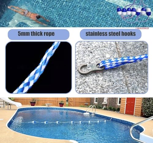 Corde de sécurité de piscine avec crochets pour séparation de couloir résidentiel 1m