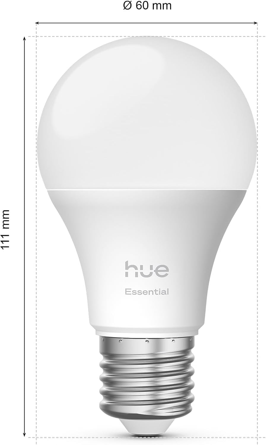 Philips Hue Essential Smart LED A60 Lampe, E27, 8W, 2200K-6500K, 806 Lumen, dimmbar, kompatibel mit Alexa, Google Assistant & Apple Home, 4er Pack