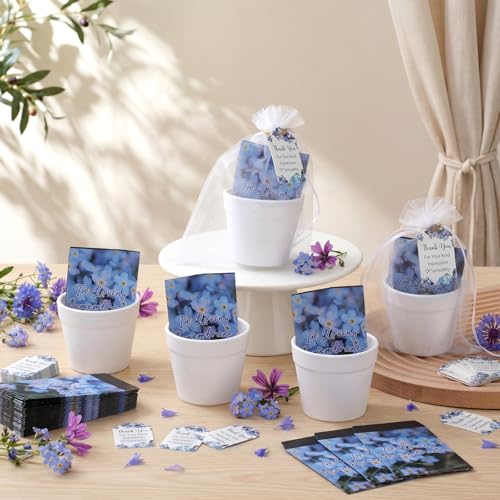 Ctosree 50 Sets Forget Me Not Seeds Packets Funeral Favors Celebration of Life with Flowerpot Thank You Tags Organza Bags for Funeral Memorial Loss of Loved One(Seeds Not Include) by Ctosree - Used condition - Image 3