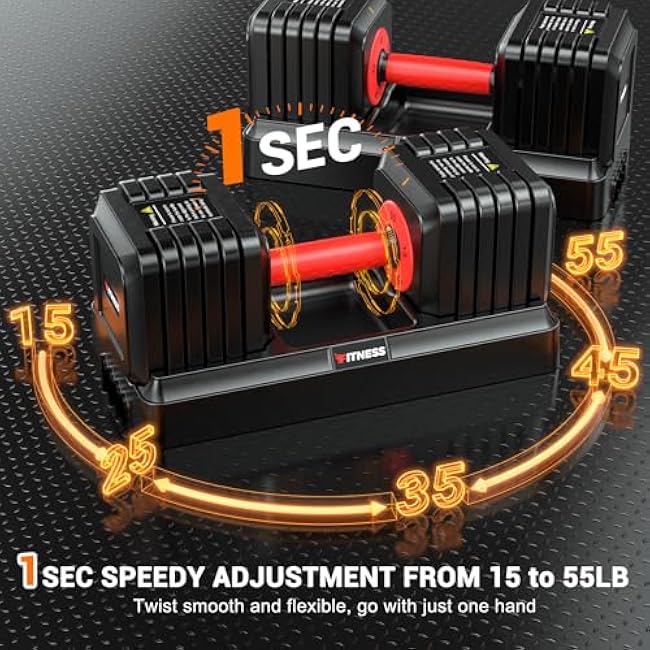 Adjustable Dumbbells 2 Pieces, 1 Second Weight Dumbbells 5 in 1 Free Adjustable with Non-slip Textured Handle for Home Gym for Men and Women