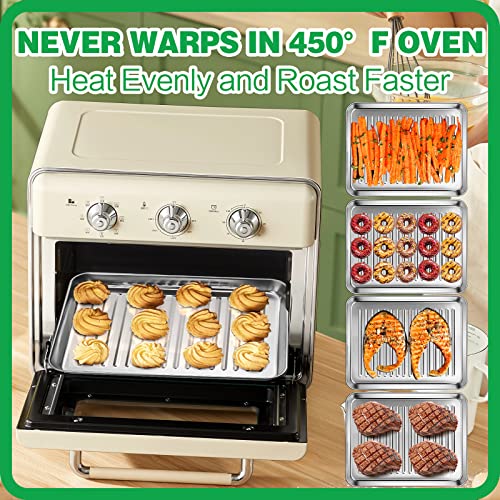 2 Pieces Baking Sheet, Cekee Stainless Steel Quarter Sheet Pan Cookie Sheets For Baking, Heavy Duty & Mirror Finish & Rust Free & Dishwasher Safe Baking Sheets For Oven, Size 12 X 10 X 1 Inch #TOP6