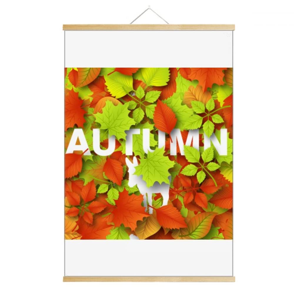 Deciduous Maple Autumn Donkey Scroll Hanging Painting Decorative Picture