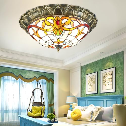 Lampada a Sospensione Moderna in Stile Barocco, Semi-Incasso, Ciotola, mediterraneo, Art Deco, Vetro colorato, Lampada da soffitto a Filo