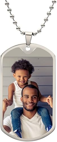 Hilis Jewelry Collar personalizado con etiqueta de perro para papá, collar con foto personalizada con texto grabado, regalos personalizados para