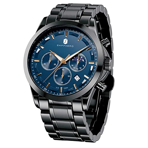 Image of Men's Watches 10 Bar Waterproof - Slim Fashion Wrist Watch for Men with Sliver /Black Stainless Steel /Leather Band Chronograph Wristwatches
