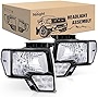 Nilight 2009 2010 2011 2012 2013 2014 F150 Headlight Assembly Black Housing Clear Corner Clear Lens Headlamp Replacement Driver and Passenger Side 2 Pack, 2 Years Warranty