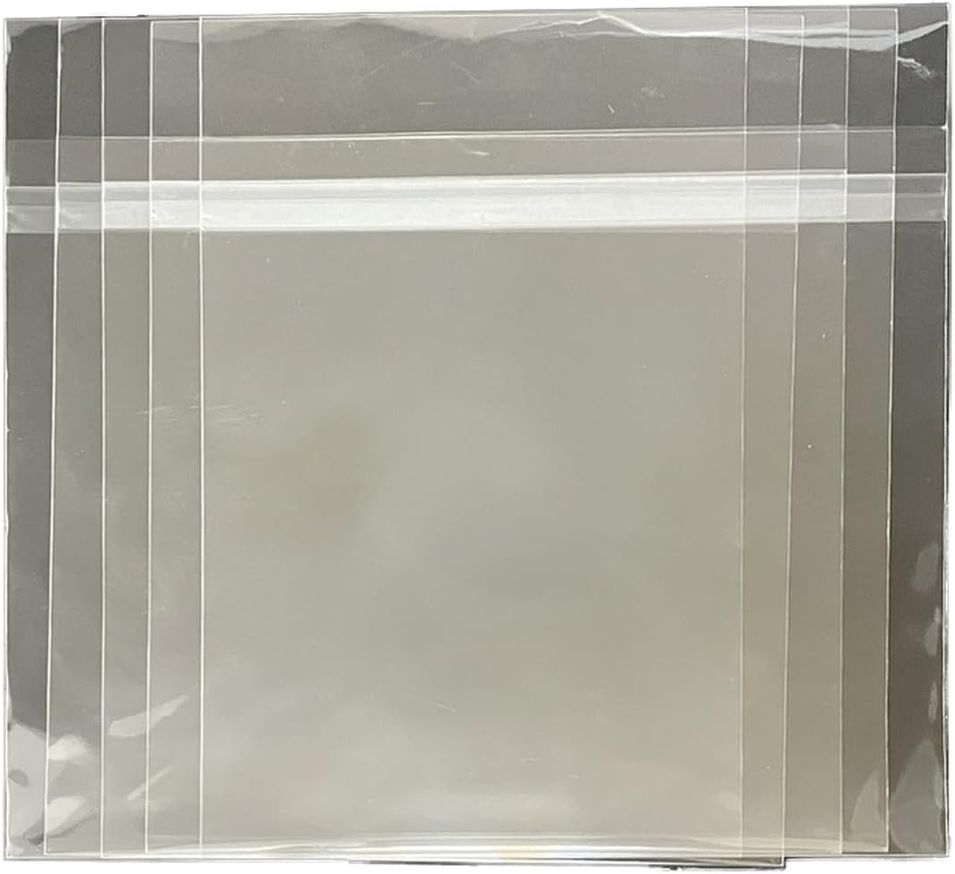 12" Resealable Record Outer Sleeves, 3 mils Thick Clear Professional Vinyl Record Storage Protector, Vinyl Record Outer Sleeves for Single & Double LP Album Covers-12-3/5"x12-3/5"+1-3/5" Flap（50pcs）