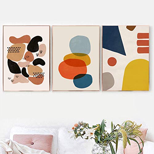 Illustration géométrie abstraite pour sublimer un grand mur de salon vide 3 pièces
