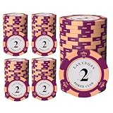 East Leaf ポーカーチップ クレイ製 カジノチップ 2 面値 単品 100枚セット メタルインサート入り 高級 重厚感 本格仕様 カードゲーム用