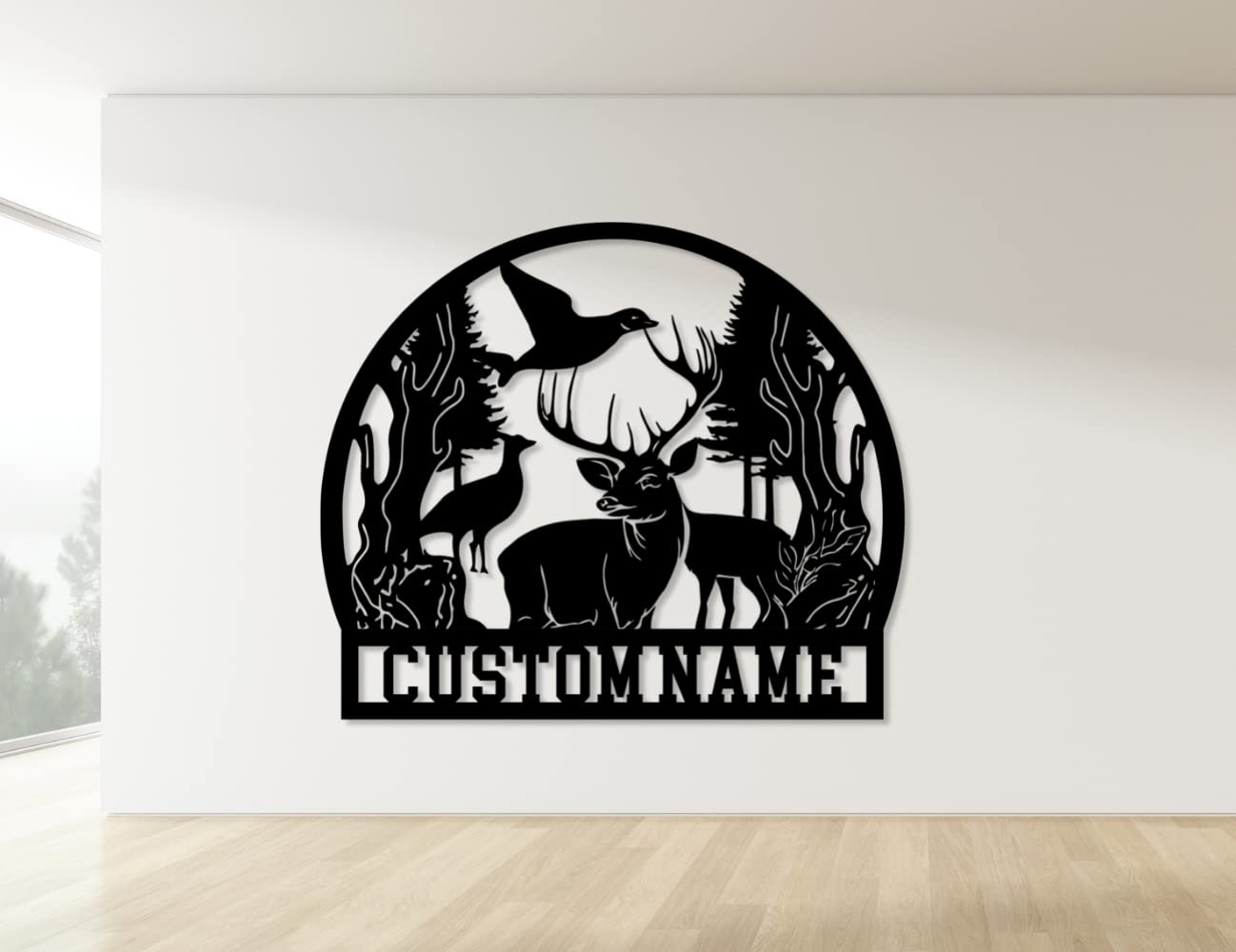 Custom Deer Hunting Metal Name Sign, Outdoor Decor Deer Fish Duck Hunting Metal Wall Decor, Forest Deer Wall Decor, Metal Monogram Family Name Sign, Anniversary, Last Name Sign.