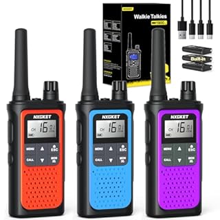 NXGKET Walkie Talkies for Adults Long Range,3Pcs PMR446 Rechargeable walkie talkie w/Built-In Batteries,16 Channels Radios with USB Type-C Cable,VOX Hand-free Auto Squelch for Outdoor Camping Hiking