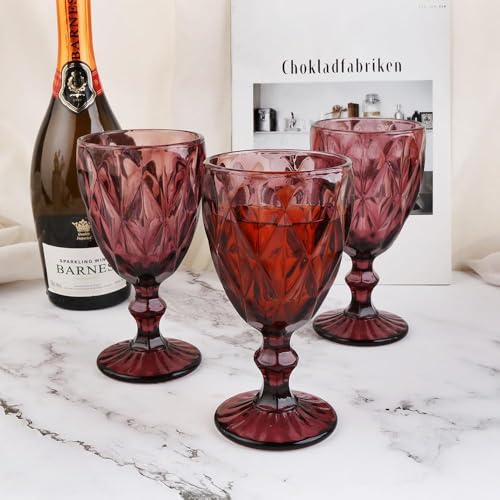 Image of Premium Pink Wine Glasses 350ml, Set of 2 Long Wine, Burgundy Clear Glasses with Stem for Wedding Anniversary, Birthday, Gift (RKT-08, Set of 2)