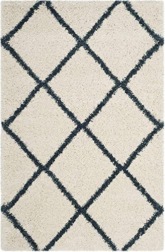 Image of Handwoven Microfibre 3D Rug for Living Room (Ivory & Teel Blue, 8 X 8 Feet (Square), Microfibre)