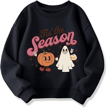 Kids Halloween Sweatshirt Boys Girls Pumpkin Face Ghost Dinosaur Glow in The Dark Graphic Shirt Toddler Long Sleeve Tops