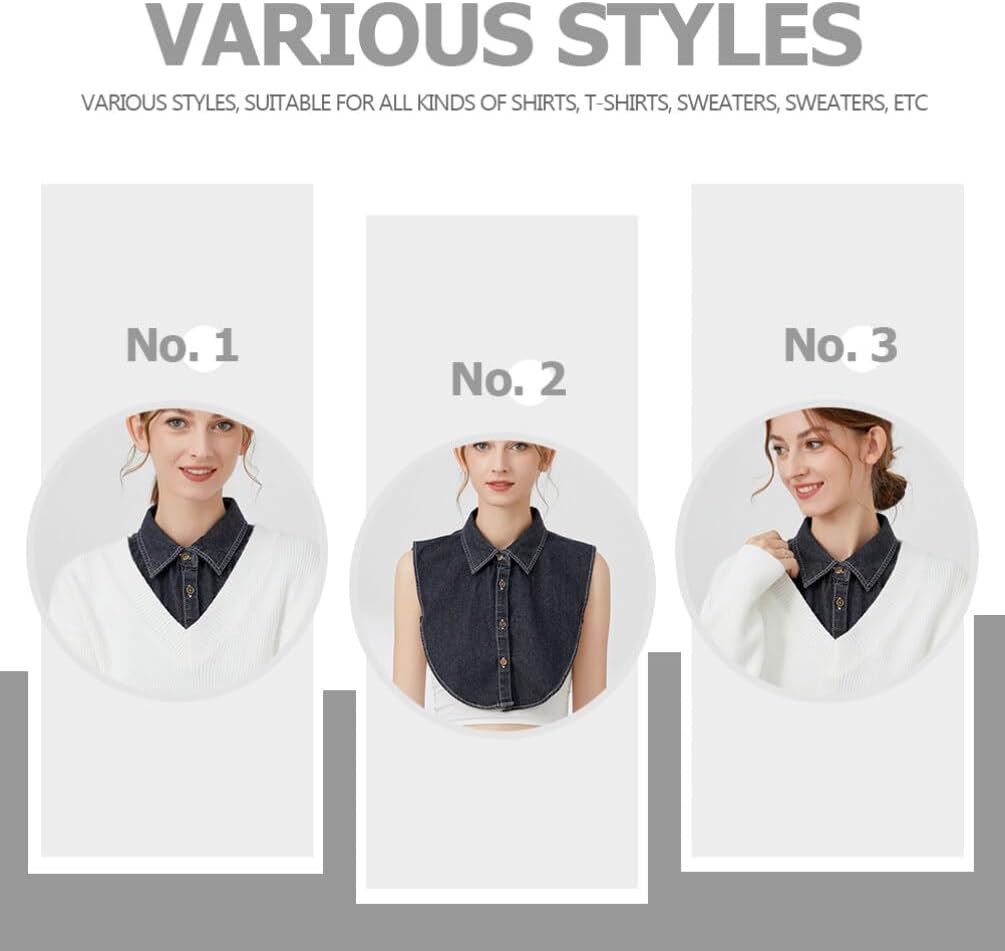 GALPADA Detachable Dickey Collar for Women Men: Adjustable Fake Collar Shirt, Denim False Shirt Insert for Large Neck 17.3" Comfort Fit weaters, Sweatshirts, Dresses & Layering (Black) - Image 7
