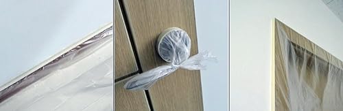 Miniatura 4 de Cinta adhesiva blanca para láminas de plástico, paquete de varios tamaños, paño de plástico para pintar, para pintar, sin residuos, película