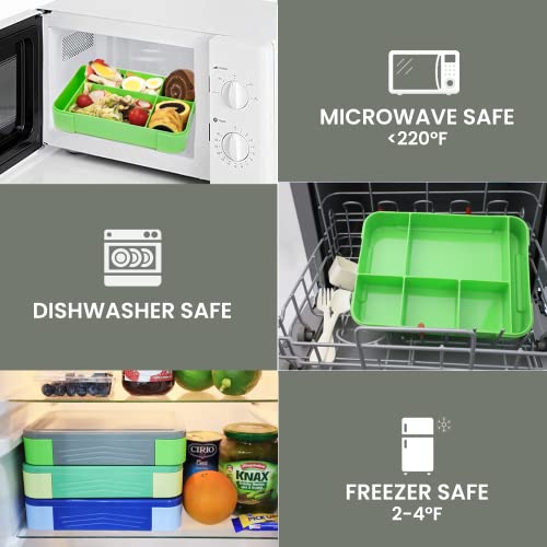 Foto von Bugucat Brotdose Kinder mit Fächern 1330ML,Lunchbox Kinder Bento Box Auslaufsicher mit 6 Fächern Besteckset,Vesperdose Frühstücksbox für Mädchen Jungen Kindergarten,Jausenbox Brotdose für Erwachsene