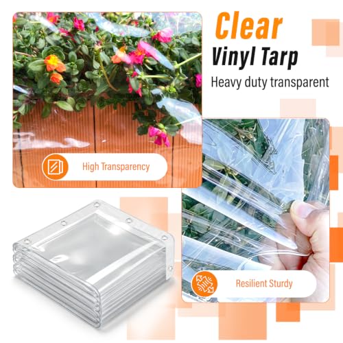 Image of 24 Mil Clear Tarps Waterproof,10x12 FT Clear Vinyl Tarp Heavy Duty PVC Tarp