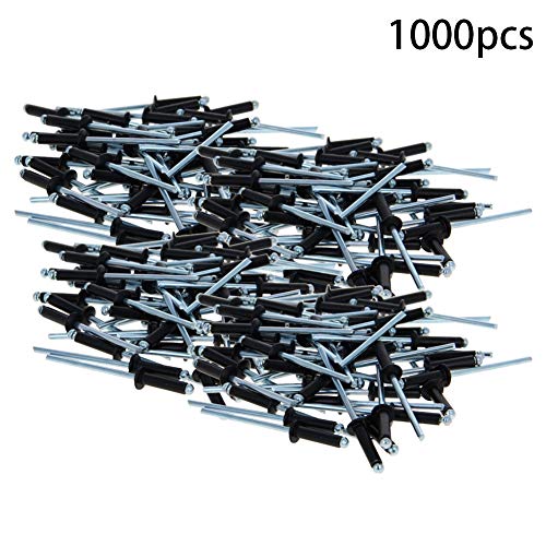 MroMax M3.2 x 13mm Aluminum Open-End Dome Head Blind Rivets Blind Pop Rivet Silver Black 1000pcs, M3.2*13mm Silver+Black - Image 2