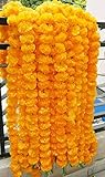 5 Strings Mango Color Indian Decorative Artificial Plastic Flowers Strings