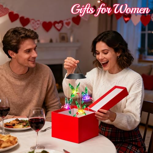 Image of Winzwon Gifts for Mom Mothers Day from Daughter Solar Hummingbird Wind Chimes Outdoor Mobile Hang Garden Patio Porch Birthday Gifts for Grandma Women
