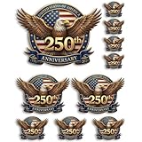 10PCS USA 250th Anniversary Car Decal Set, 1776-2026 Eagle American Flag Stickers, Automotive-Grade Vehicle Decals in 8, 5, 3, 2 Inch Sizes for Car, Truck, Bumper, Window