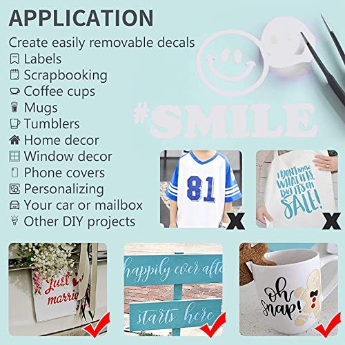 Image of Lya Vinyl White Permanent Vinyl, 12 Pack Matte Vinyl for Cutting Machine, 12 inchx12 inch Self Adhesive Vinyl Sheets for Decor Sticker, Party Decoration, Craft Projects