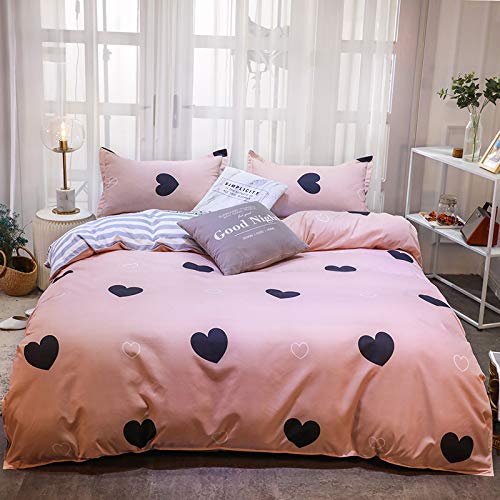 Freyamy Partner Bettwäsche 200x220 Cm - 3D Herz Design, Rot/weiß, 100% Mikrofaser