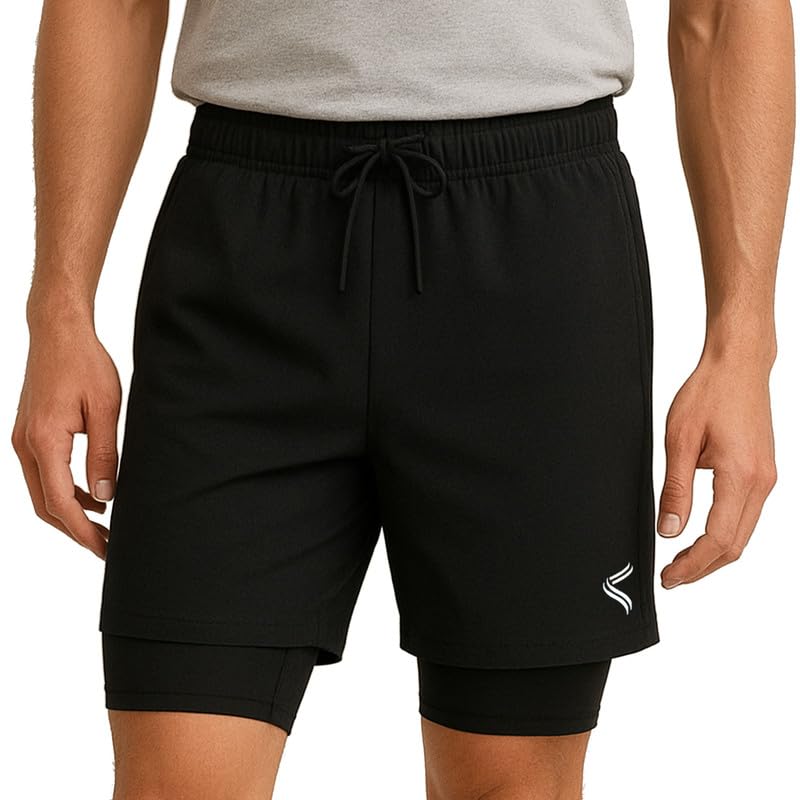 fancy agents Dual Boxer Gym Shorts for Men & Boys with Pockets | Half Pant for Sports, Running, Workout, Cycling, Yoga & Home Wear Training Fitness Shorts-picture-54