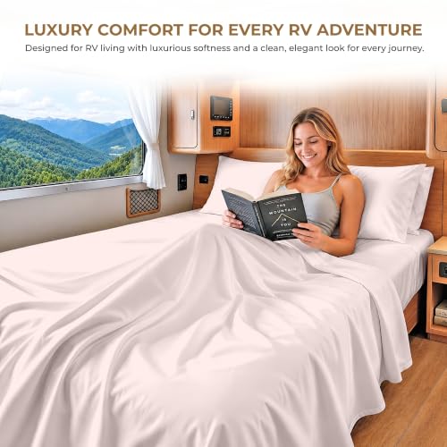 Image of SGI bedding 100% Egyptian Cotton Sheets RV King Size - 600 Thread Count Sheets Set, Soft, Cooling, 15 inch Deep Pocket, Luxury Hotel Bedding, Breathable, Durable - Blush