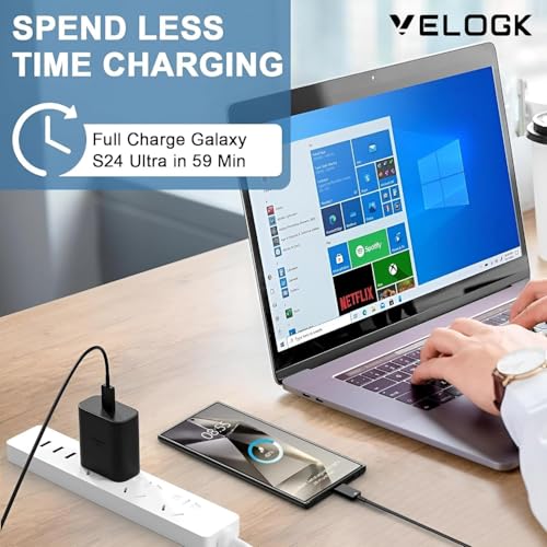 Image of Auorld 45W Super Fast Charger Adapter Compatible with Samsung Galaxy S24 /23 /22 /21 /20 (Ultra /Plus /FE),Note 20 /20+ /10 /10+ /S10 5G / 9 /8 (S /A /F /M Series)(Only Adapter with 1 Year Warranty)