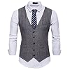 WHATLEES Heren smal tweed vest met twee rijen knoopsluiting