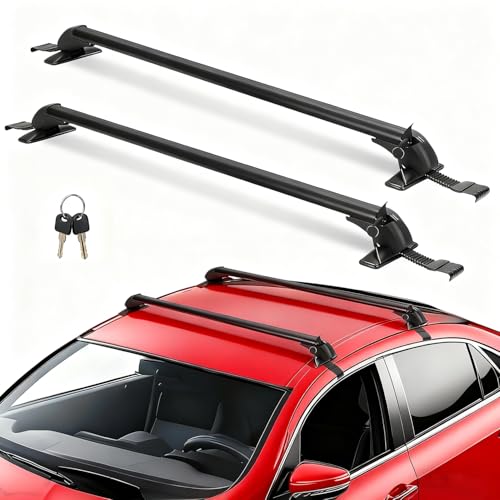 43' Universal Roof Rack Cross Bars, Upgraded Aluminum Lockable Crossbars with Extendable Window Frame & Dual Security Keys. 165lbs Max Load for Bare Roof Cars/Trucks/SUVs