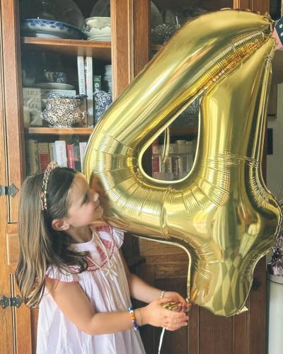 Image of 40 Inch Light Gold Number 7 Balloon, Champagne Birthday Party Decorations