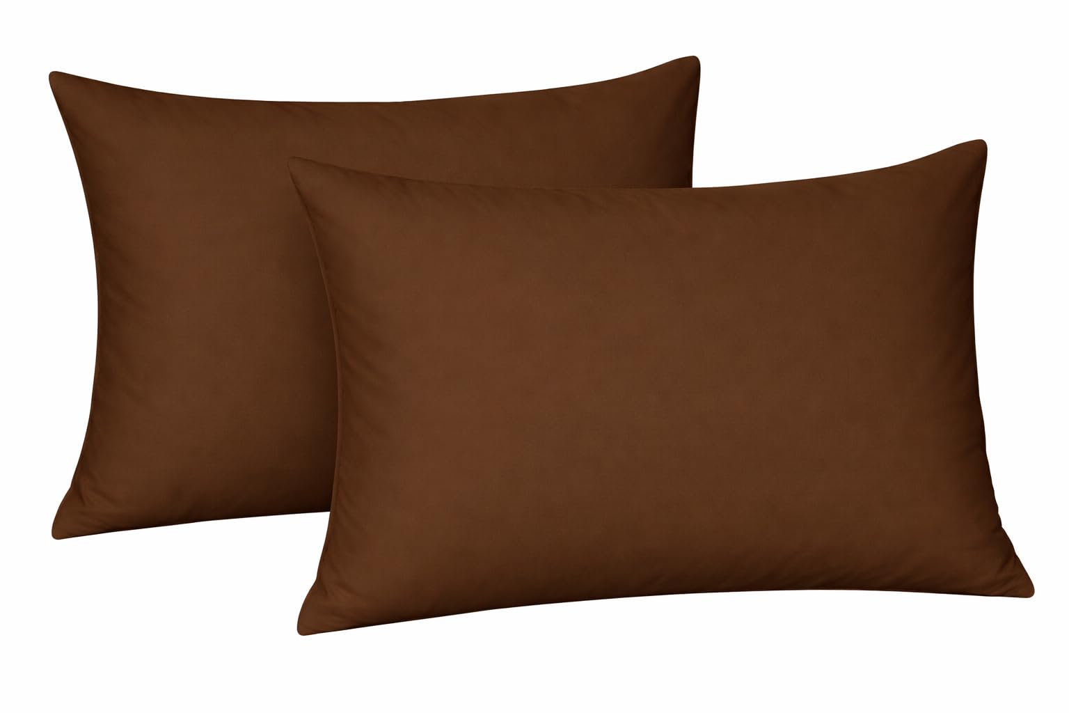 Plain dyed polycotton Housewife pair of pillowcases, Available in 20 (Brown)