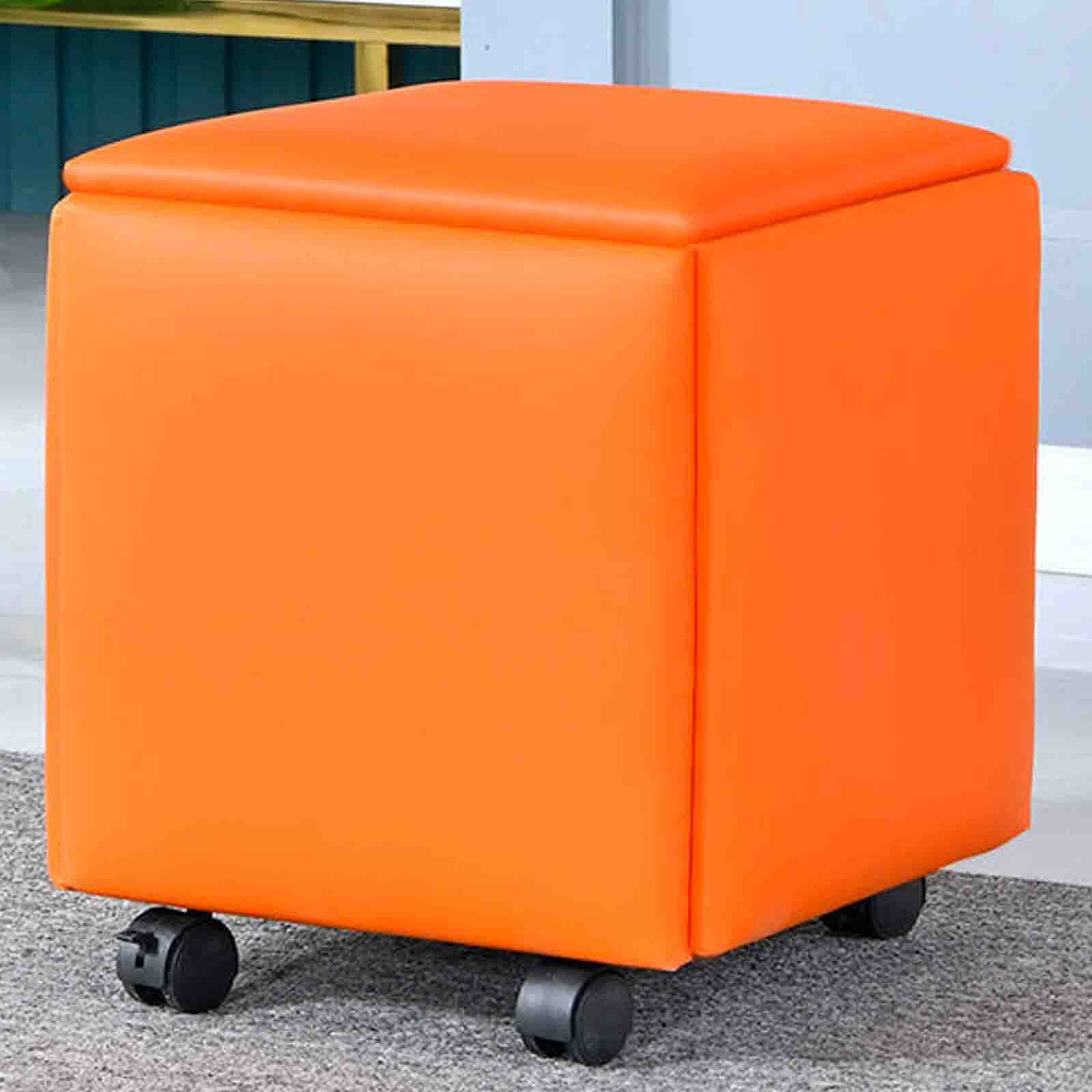 Tabouret de bar empilable ottoman en cuir pour gain de place de salle à manger