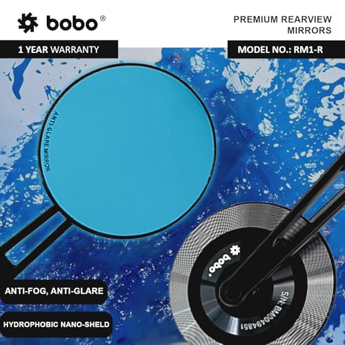 Image of BOBO RM1-R Premium Motorcycle Rearview Mirror, Anti-Glare, Anti-Fog, 360-Degree Rotation, Multi-Angle Adjustable