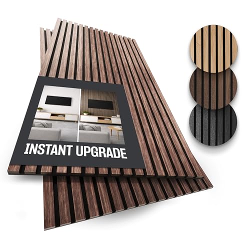 Image of 2-Pack Wood Panels for Wall - Acoustic Wood Slat Wall Panels, Soundproof Wooden Paneling for Interior Decor