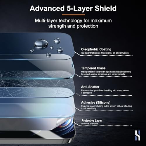 Image of Tempered Glass for iPhone 12 Pro Max (6.7 Inch) Military Grade 9H Screen Guard, Anti-Scratch, Shatterproof, Edge-to-Edge Full Coverage - Black Border