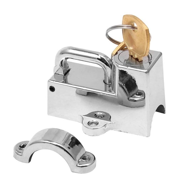 Auto-Styling 22–32 mm schwarzes Motorrad-Lenker-Helmschloss für Harley Street Glide FLH- FLHX Touring(Silver)
